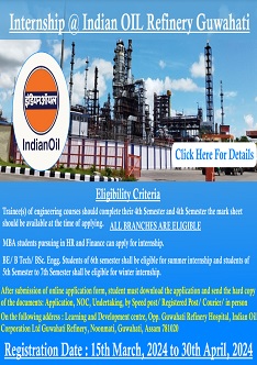 Internship Indian Oil Refinery Guwahati  